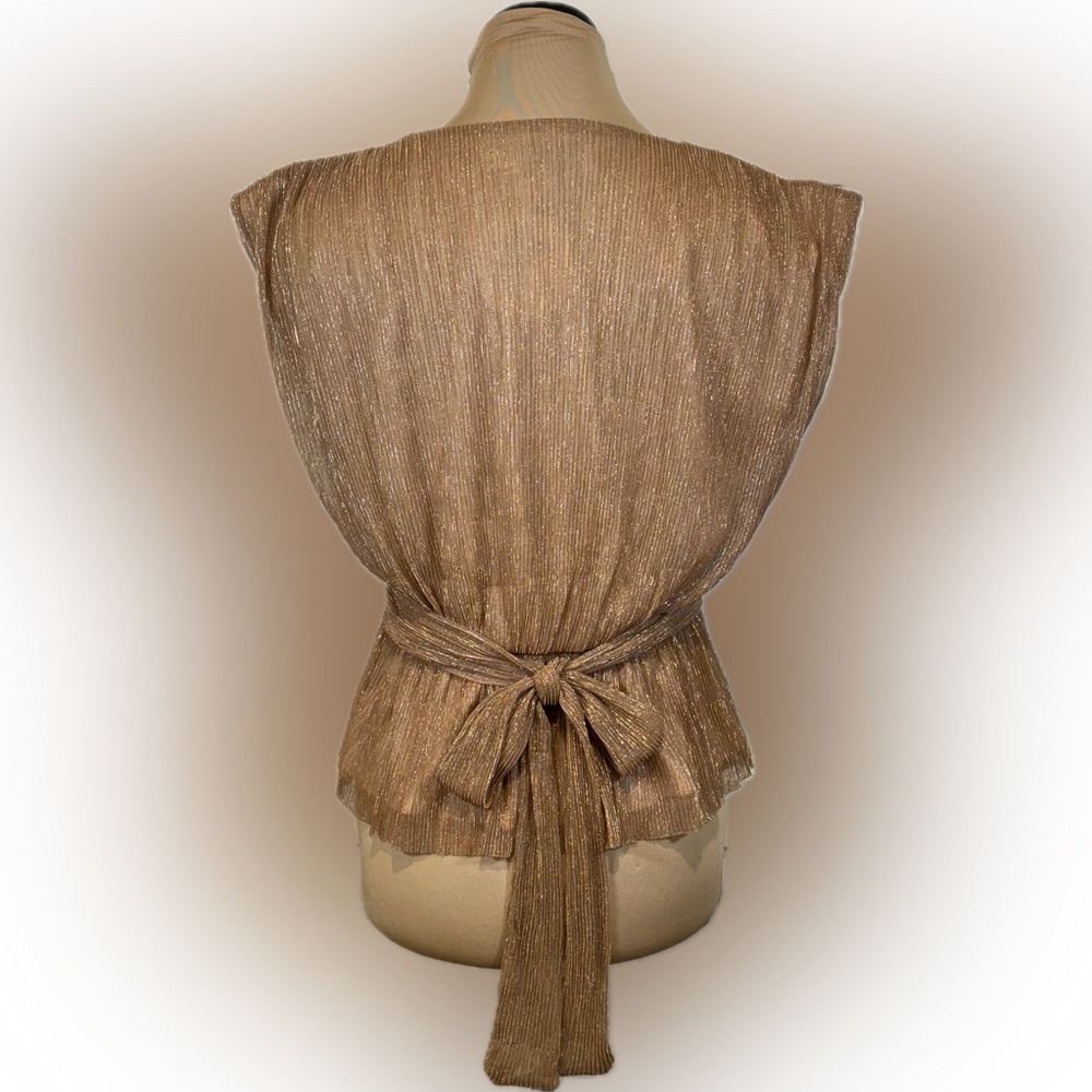 Anthropologie Gold Shimmer Blouse - Picture 3 of 6